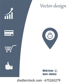 Illustration of a map mark icon with a timer