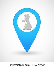 Illustration Of A Map Mark Icon With  A Map Of The UK 