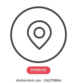Illustration of map navigation pin icon. Location pin vector image for UI, web design, app design - Vector