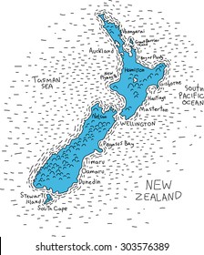 illustration map of New Zealand