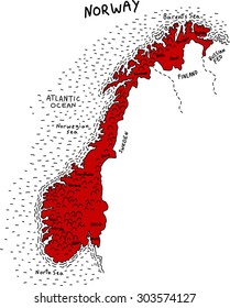 illustration map of Norway