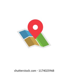 Illustration of map and pin icon design template vector