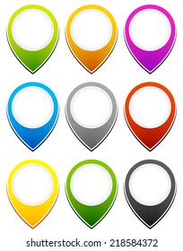 Illustration of map pins, thumbtacks