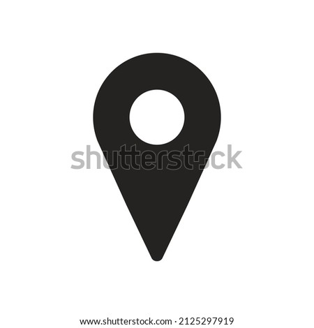 Illustration of map, point of interest, location, direction. Solid icons, glyphs, silhouettes.