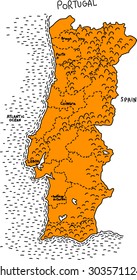 illustration map of Portugal