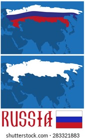 illustration map of Russia in the form of a flag and one spot