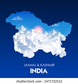 illustration of map of Union Territory Jammu & Kashmir and Ladakh of India