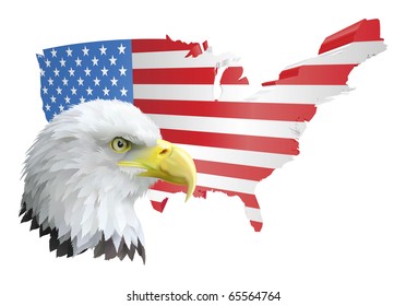 illustration of the map of the united states of america and the eagle