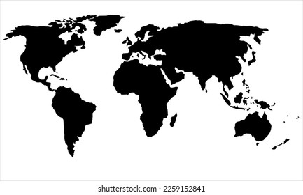 ilustración Mapa del mundo sobre un fondo blanco. Icono del mapa del mundo del color negro, vector.