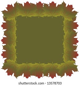 Illustration of maple leaves frame background