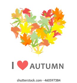 Illustration with maple leaves on the theme of autumn.