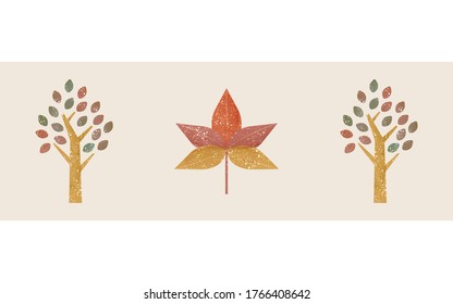 Illustration of maple and roadside trees in autumn colors, transparent watercolor style
Vector illustration