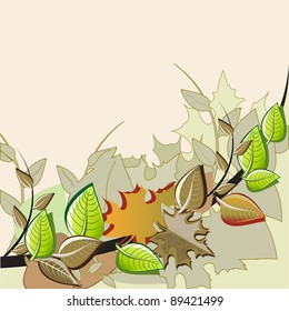 illustration of maple tree on sutumn season