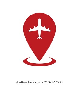 illustration maps logo vector with airplane in the middle. Good for flight logo, flight icon etc.