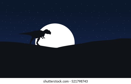 Illustration of mapusaurus at night scenery