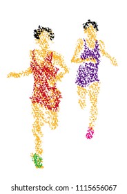 Illustration of marathon player drawn with crayons