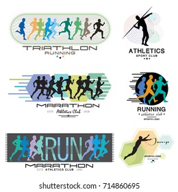 Illustration of a Marathon. Poster - triathlon, sprint, run. Run logo. Athletics symbol, logotype.