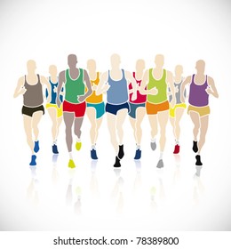 Illustration of marathon runners