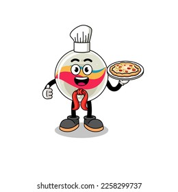 Illustration of marble toy as an italian chef , character design