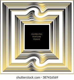 Illustration of Marbling Texture for Design, Website, Background, Banner. Ink Liquid Element Template. Curve, Wavy and Straight Lines Pattern. Gold, white and Black Greeting Card or Pack