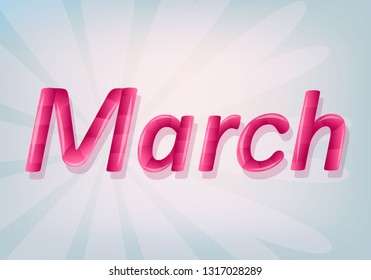 
Illustration for March 8 for a banner in pink color on a blue floral background.