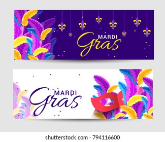 Illustration Of Mardi Gras Header Or Banner Background.