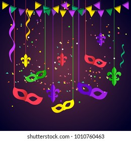 Illustration Of Mardi Gras Party Poster Or Banner Background.