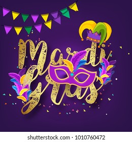 Illustration Of Mardi Gras Party Poster Or Banner Background.