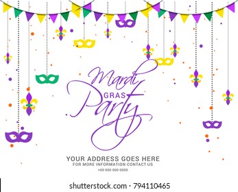 Illustration Of Mardi Gras Party Poster Or Banner Background.