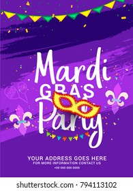 Illustration Of Mardi Gras Party Poster Or Banner Background.