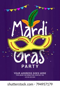 Illustration Of Mardi Gras Party Poster Or Banner Background.