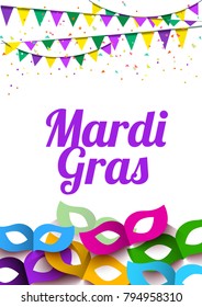 Illustration Of Mardi Gras Party Poster Or Banner Background.