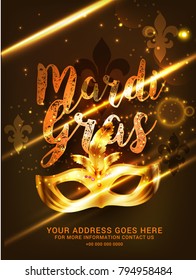 Illustration Of Mardi Gras Party Poster Or Banner Background.