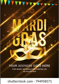 Illustration Of Mardi Gras Party Poster Or Banner Background.