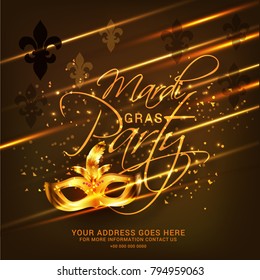 Illustration Of Mardi Gras Party Poster Or Banner Background.