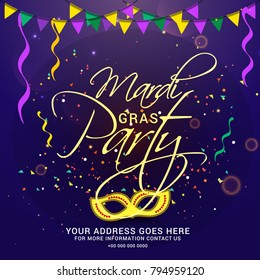 Illustration Of Mardi Gras Party Poster Or Banner Background.