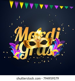 Illustration Of Mardi Gras Party Poster Or Banner Background.