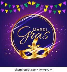 Illustration Of Mardi Gras Party Poster Or Banner Background.