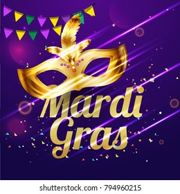 Illustration Of Mardi Gras Party Poster Or Banner Background.