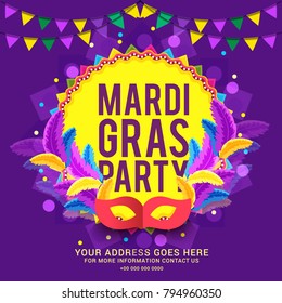 Illustration Of Mardi Gras Party Poster Or Banner Background.