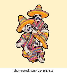 Illustration Of Mariachi Skull Music