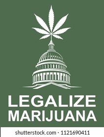 Illustration Of Marijuana Or Cannabis Leaf On Capitol Building