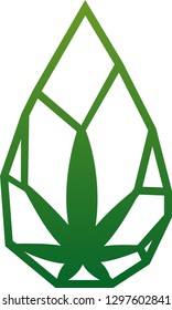 Illustration of marijuana leaf in a gem