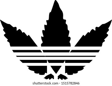 illustration of marijuana leaf. sticker, t-shirt print. vector illustration.