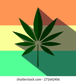 Illustration of a marijuana  long shadow icon. Vector symbol