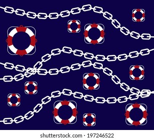  illustration of marine buoy and chain pattern vector