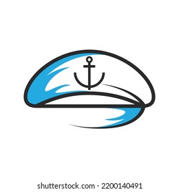 Illustration Of Marine Hat Icon Flat Design