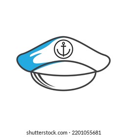 Illustration Of Marine Hat Icon Flat Design