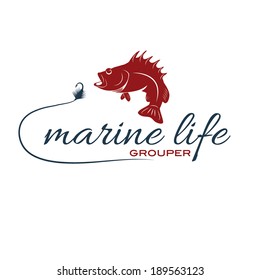 illustration marine life with grouper