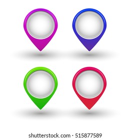 Illustration of Mark Icon. Pointer Icon. Vector Marker Illustration with Soft Shadow.